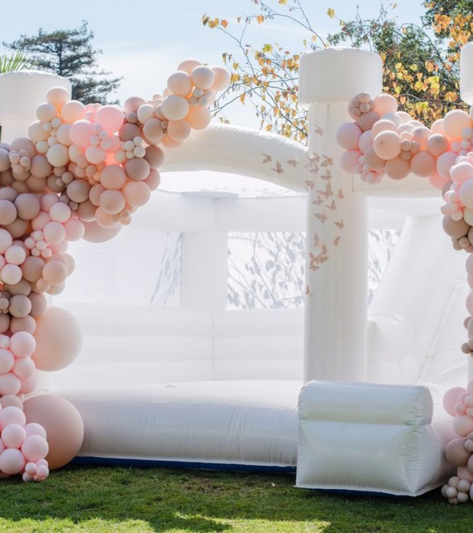 White modern bounce castle